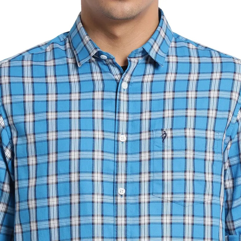 Indian Terrain Men Checkered Blue Shirt